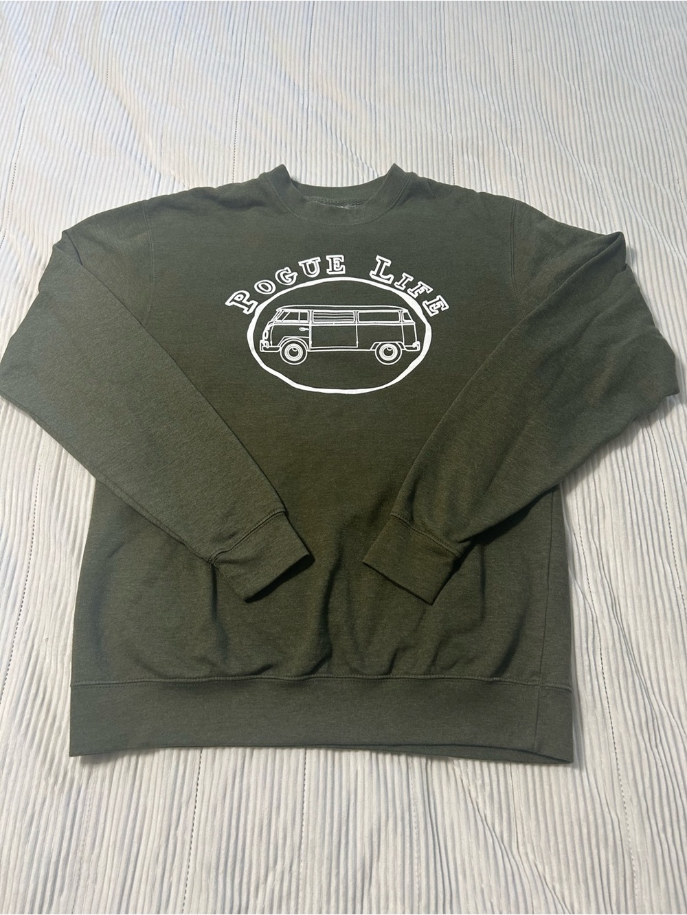 Olive Crewneck Sweatshirt- Casual Pullover
